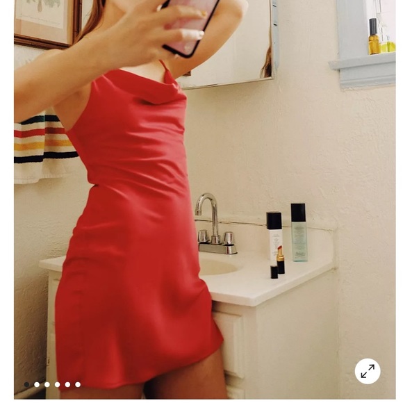 Urban Outfitters Dresses & Skirts - Red Silky Cowel Neck Dress